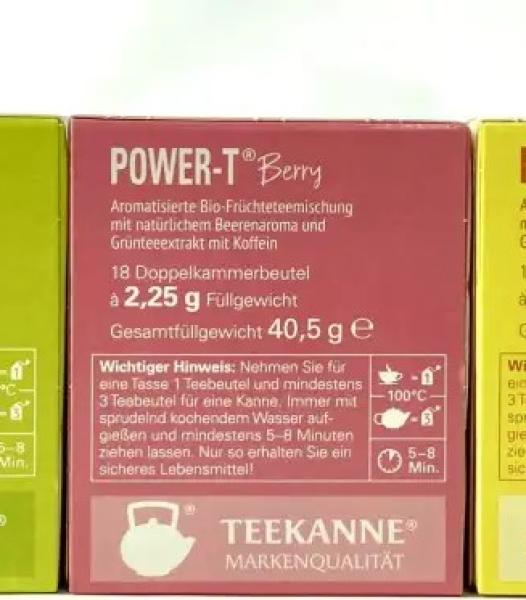 Théière Thé Power-T Bio 3 Saveurs avec Caféine Thé aux Fruits Tisane